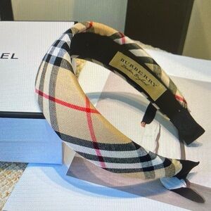 Burberry Beige and Black Checkered Headband